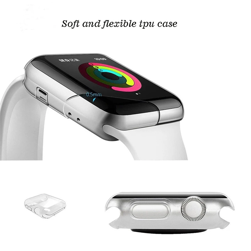 Мягкий защитный чехол из ТПУ для Apple Watch Series 4 3 2 38 42 40 44 мм iWatch полная защита