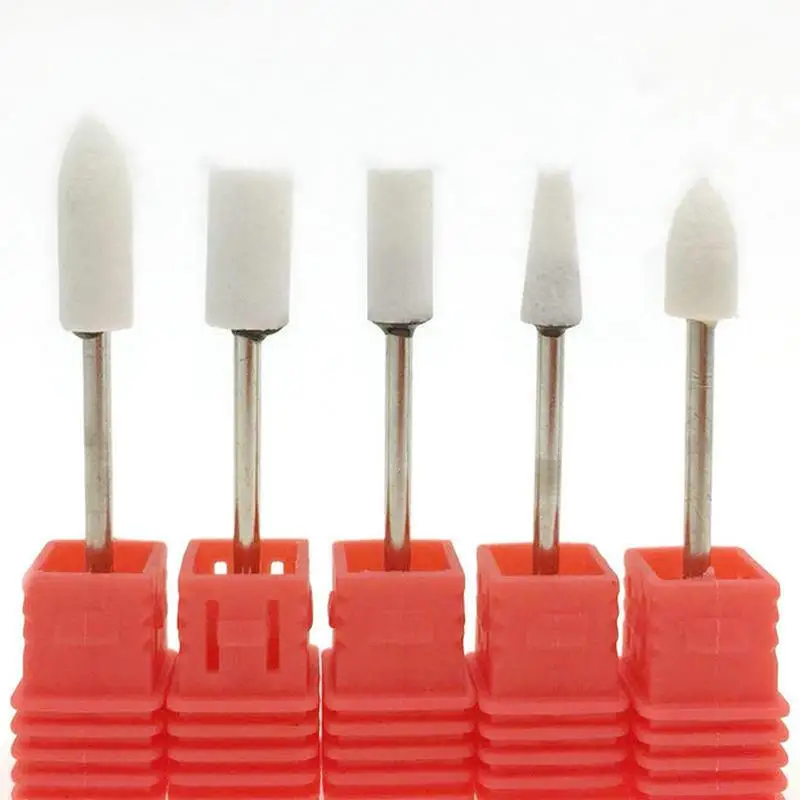 

5 PCS Ceramic Stone Nail Drill Bit 3/32" Rotary Burr Cuticle Clean Mill Manicure Pedicure Tools Nail Drill Accessories