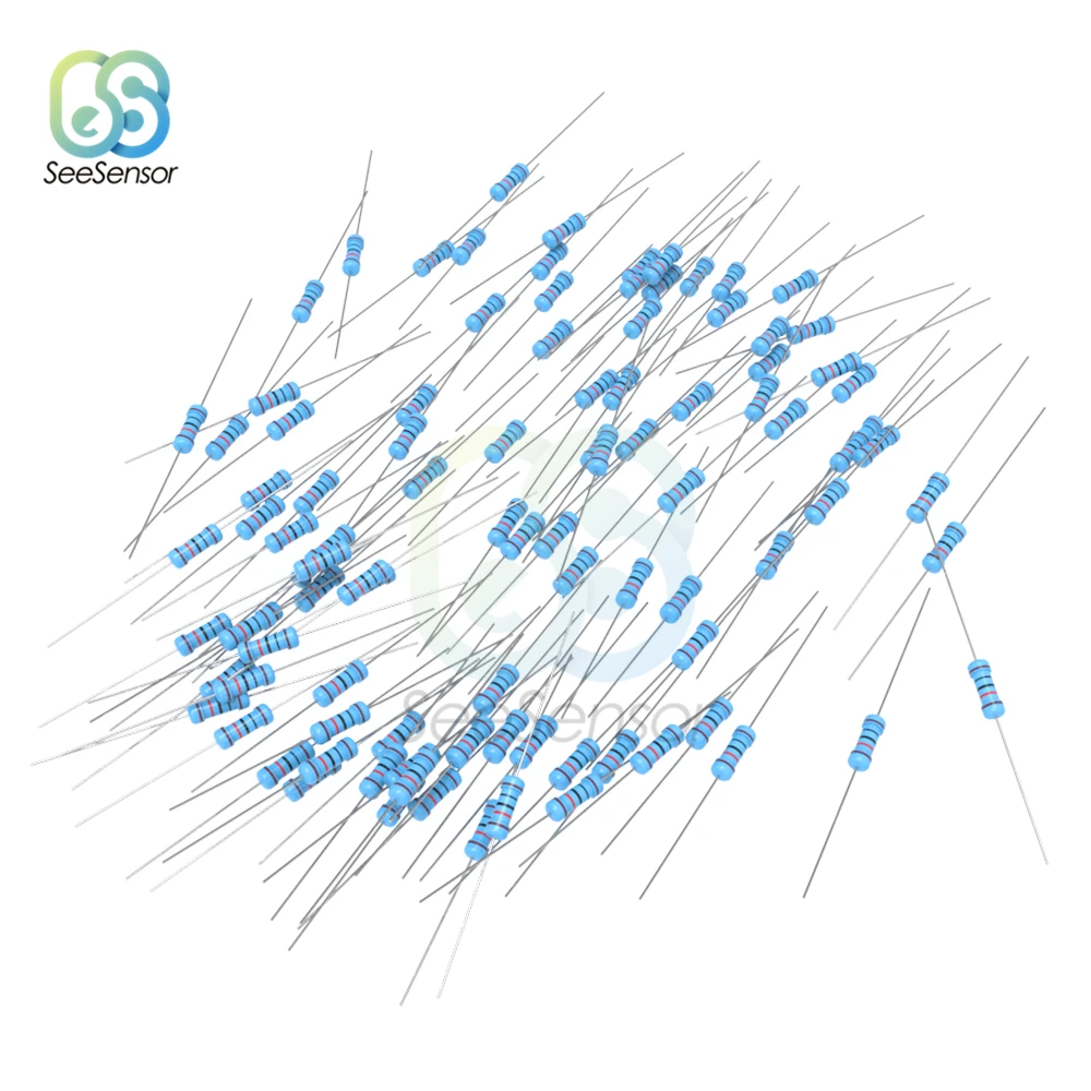 100 шт. 1/2 Вт 0 5 1R ~ 1 м 1% металлический пленочный резистор 100R 220R 1K 2 K 4 7 10K 22K 47K 100K 220 2K2