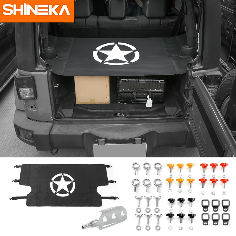 SHINEKA 4 Doors Star Trunk Cover Luggage Carrier Boot Cover Mat With Tool Kits for Jeep