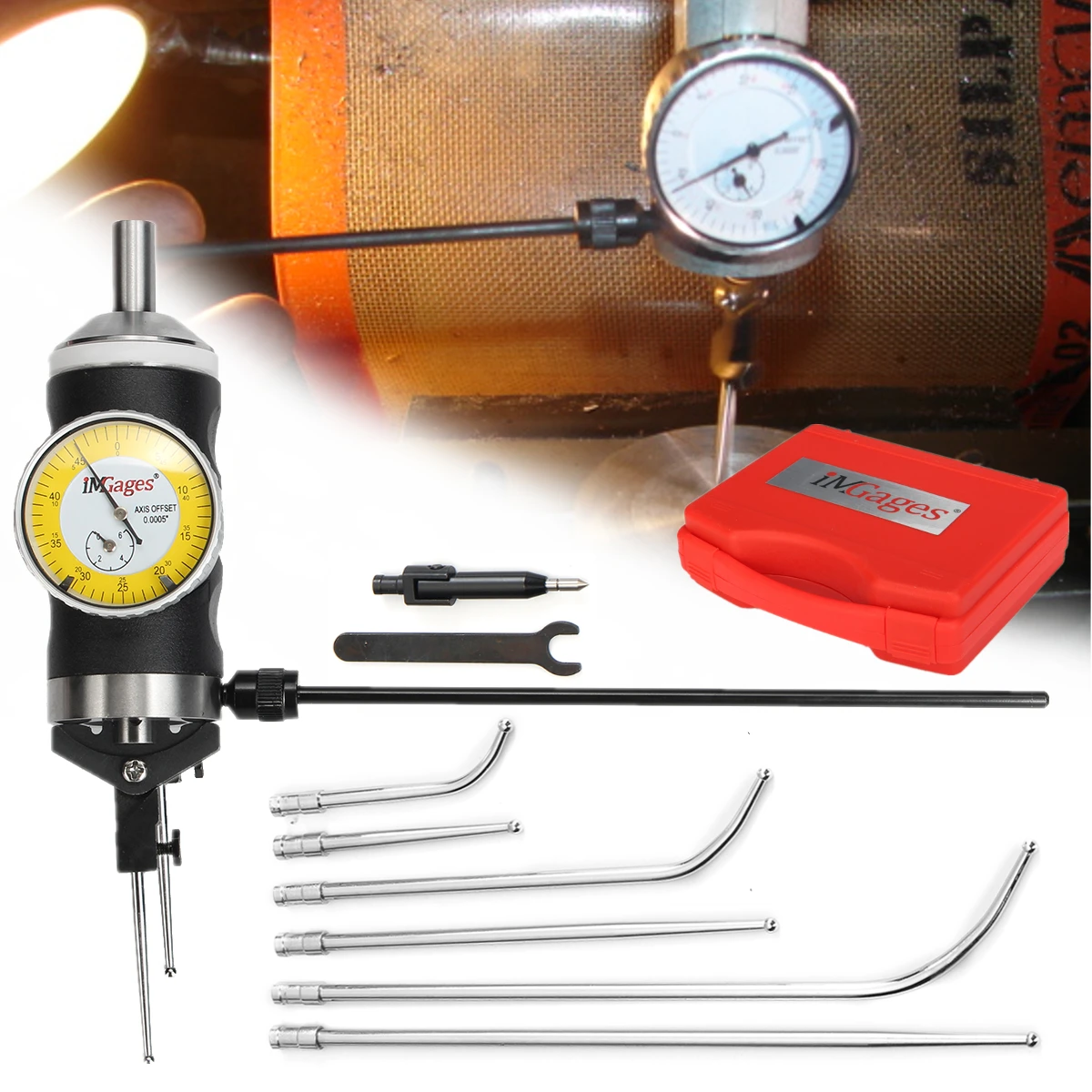 

ZEAST Centering Dial Test Indicator + Retaining Rod + 3 x Straight Feeler Wrench Operator Carrying Box Indicating Gauge Faces