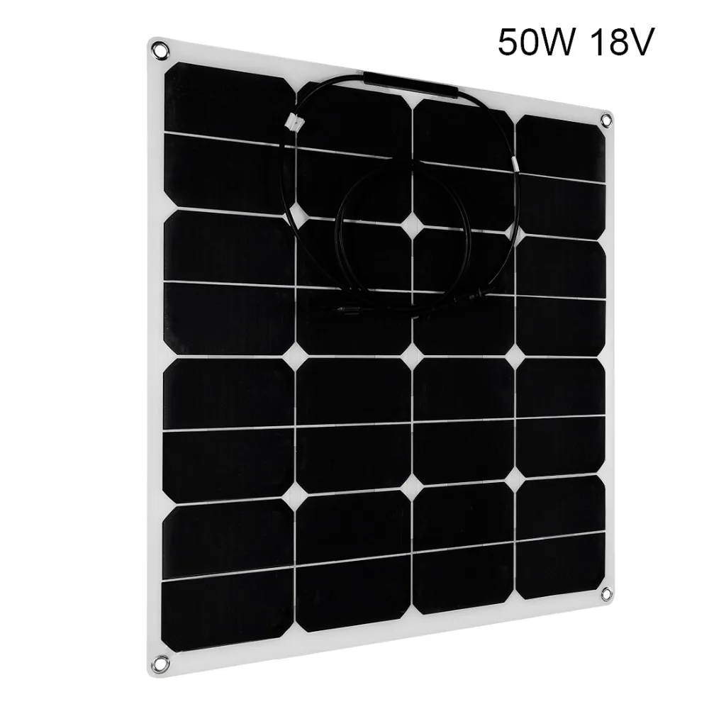 

Uxcell Newest 50W 18V Solar Panel Charger Solar Cell Ultra Thin Flexible with MC4 Connector Charging for RV Boat Cabin Tent Car
