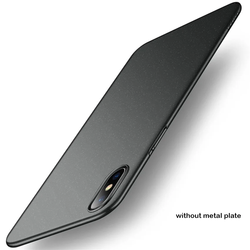 Для iPhone XS Max чехол матовый AIXUAN iPhone XS металлический пластиковый автомобильный Магнитный чехол-держатель для iPhone X XS Max - Цвет: normal black