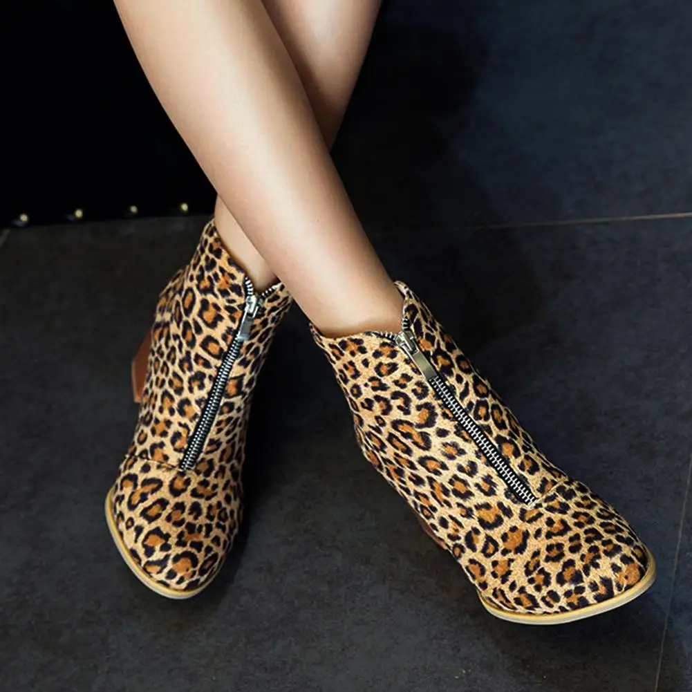 

2019 Large Size 50 High Quality Flock Square Heels Autumn Boots Women Shoes Zip Up Leisure Elegant Shoes Woman Boots Female