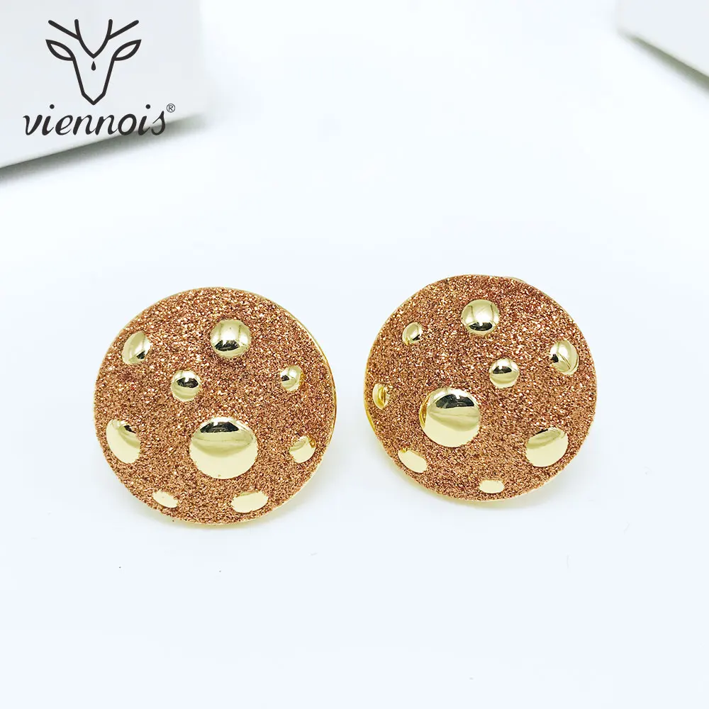 

Viennois Stud Earrings Round Circle Shining Matte Earring with for Women Earrings