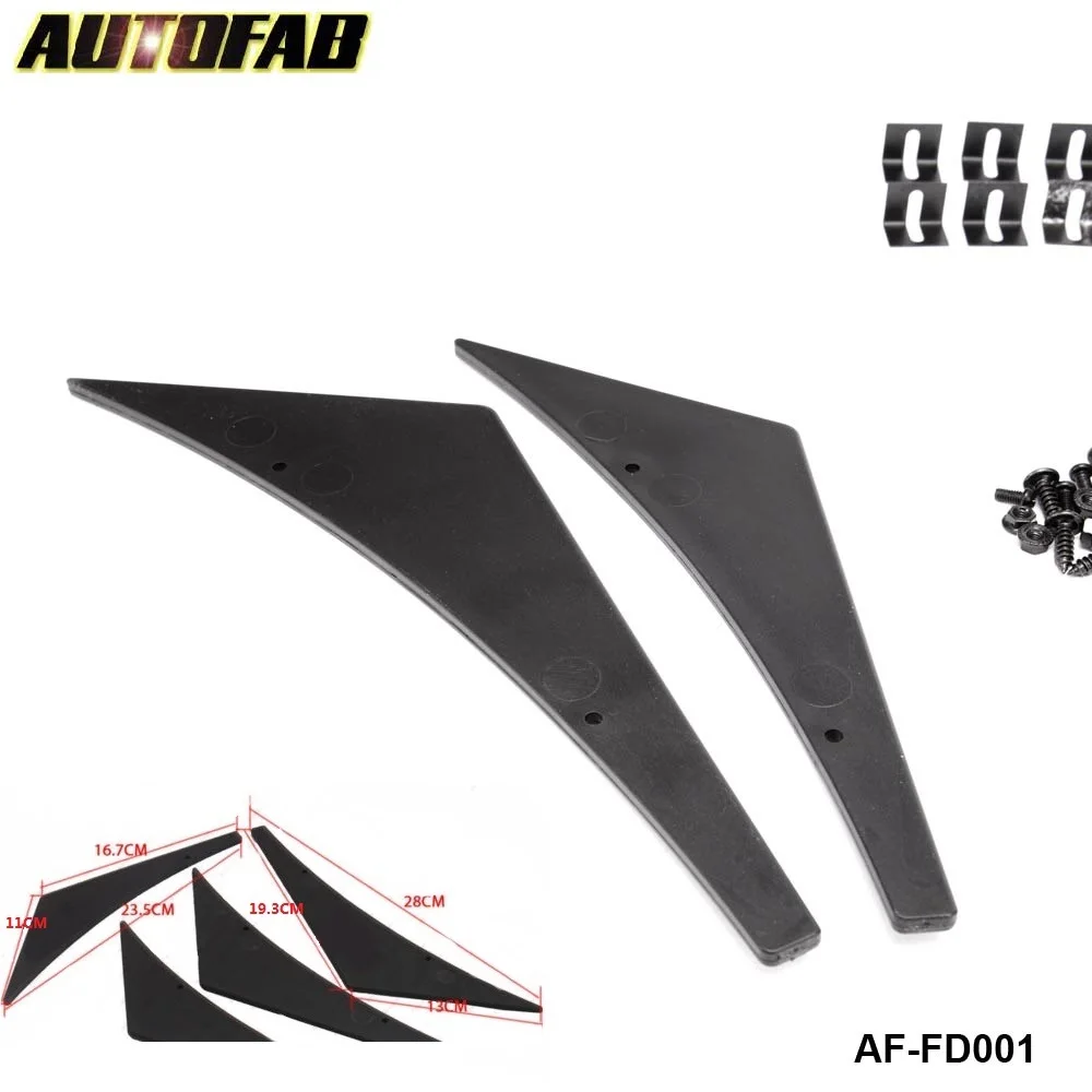 4x Universal Paintable Front Bumper Lip Canard Splitters Fins Universal Valence Chin AF-FD001