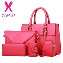 YANXI Nouvelle Femme PU Sac À Main En Cuir Sacs à Bandoulière Dame Sac À Main + Messenger sac + Sac À Main + Carte Sac + Clé Sac 5 Ensembles de haute qualité Fourre-Tout