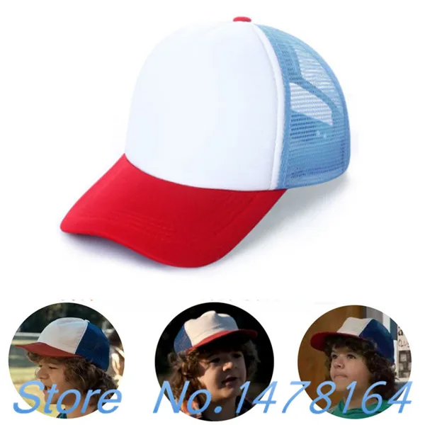 

Stranger Things Drama Dustin Cosplay Snapback Caps Baseball Mesh Trucker Cap Hat adjustable for Kids & Adult