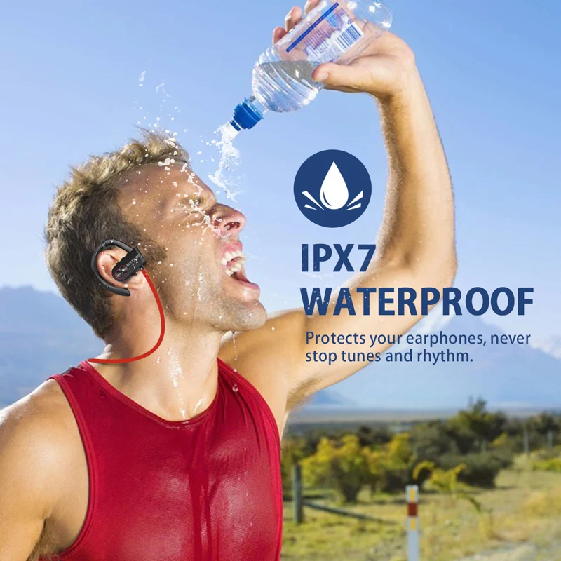 Blitzwolf Sport Bluetooth Earphone With Mic IPX7 Waterproof Earhook Wireless Earphones Dynamic Driver Running Headset For Phone