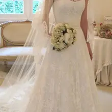 Высокое качество фаты два слоя глава длинные тюль фата на мантилья кружева край часовня длина фата V842