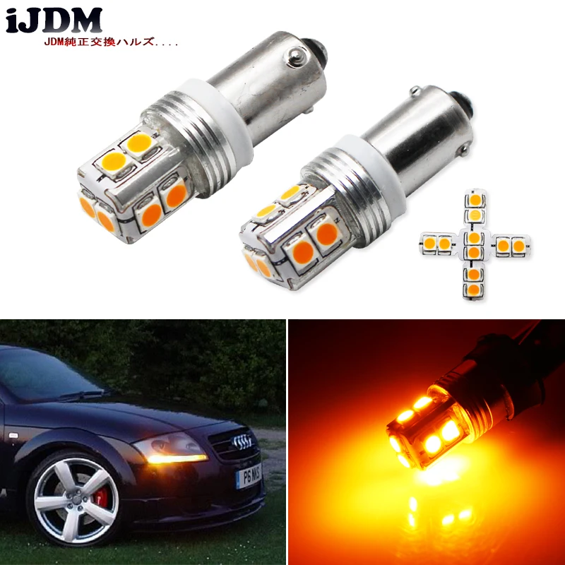 IJDM Canbus Ошибка бесплатно 10SMD-3030 H21W BAY9s светодиодный фонарь для автомобиля заднего хода или парковочных огней, номерного знака, Желтый янтарь