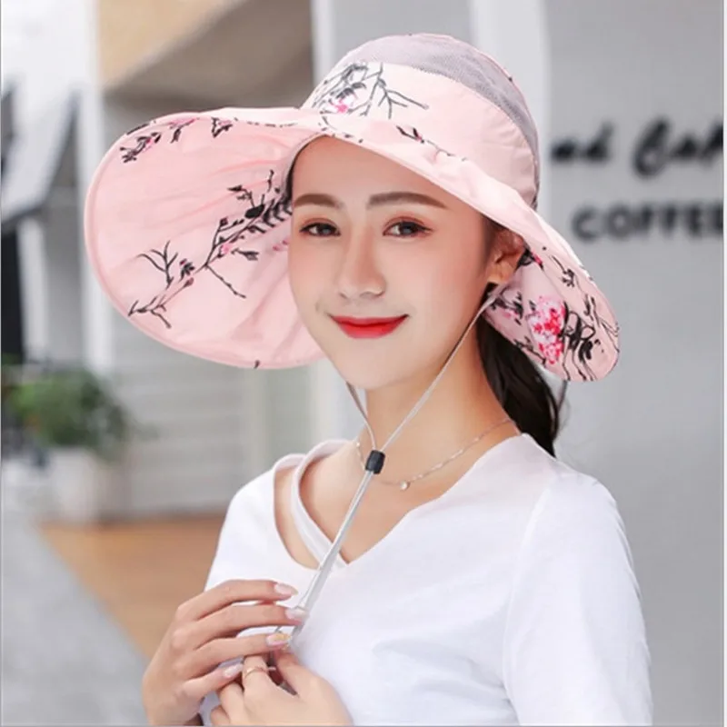 

2018 New Summer Visors Cap Foldable Wide Large Brim Sun Hat Beach Hats for Women Straw Hat Colorful SunHats for girls