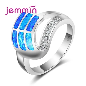 

Fashion 925 Sterling Silver Jewelry Ring Blue Fire Opal for Women and Man Wedding Promise Ring