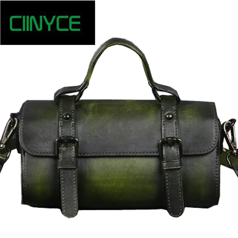 

New small bag retro handmade lock leather female bag top layer leather diagonal cross bag shoulder handbag bag female Small Tote