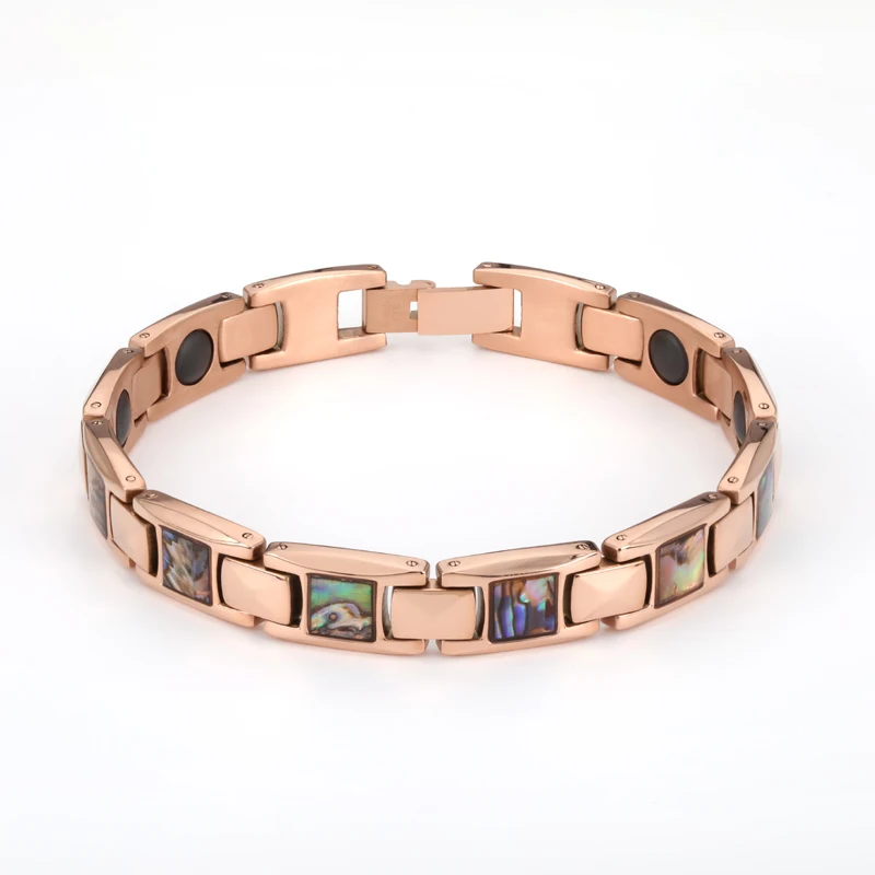 Balance Energy Magnetic jewelry Bangles Natural shell rose gold color Bio Health Care Therapy Bracelets for women (4)