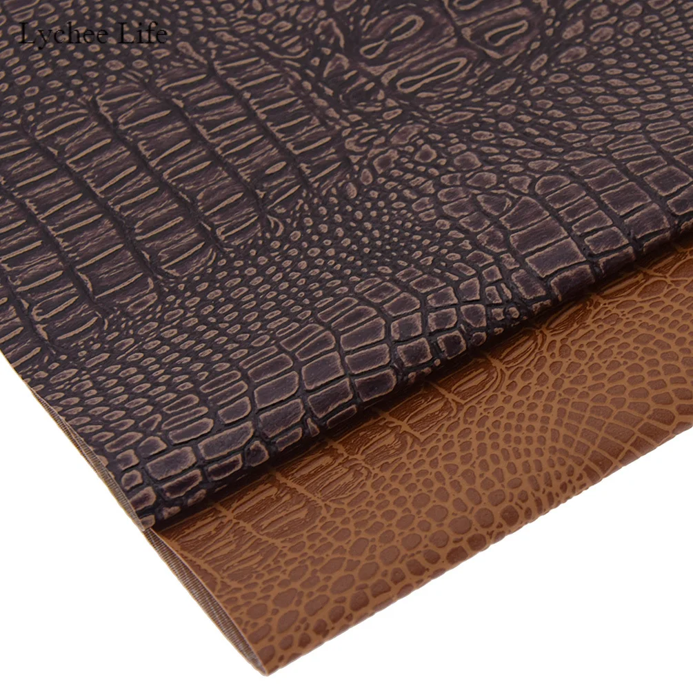 

Lychee Life Vintage Crocodile Synthetic Leather Fabric Soft Imitation PVC Leather For Garment Handbags Diy Sewing Crafts