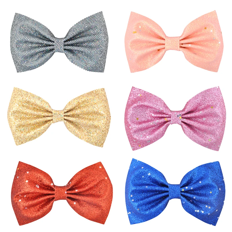 

Fashion 4.5 Inch Leather Pentagram Hair Bows Princess Hairclip Barrettes Boutique Hair Clips for Girls Kids Hair Accessories