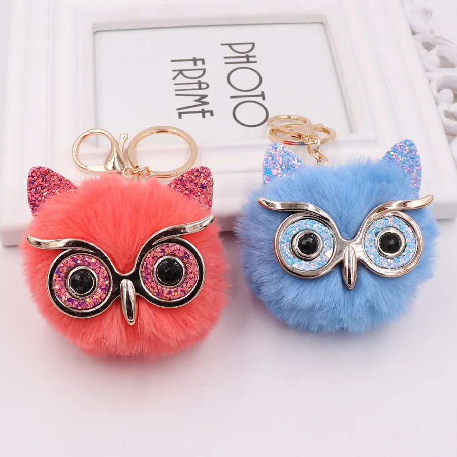 

Hot cute animals Fake Rabbit Fur Ball KeyChain Pompom Key Chain Pom Pom Key Rings Ballet Angel Girl Fourrure Women Bag Jewelry