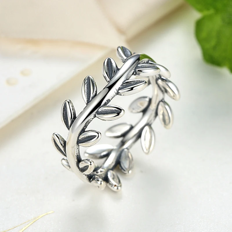 ZMZY 925 пробы серебро Laurel Wreath Обручение кольцо для Для женщин женский из натуральной Винтаж Fine Jewelry
