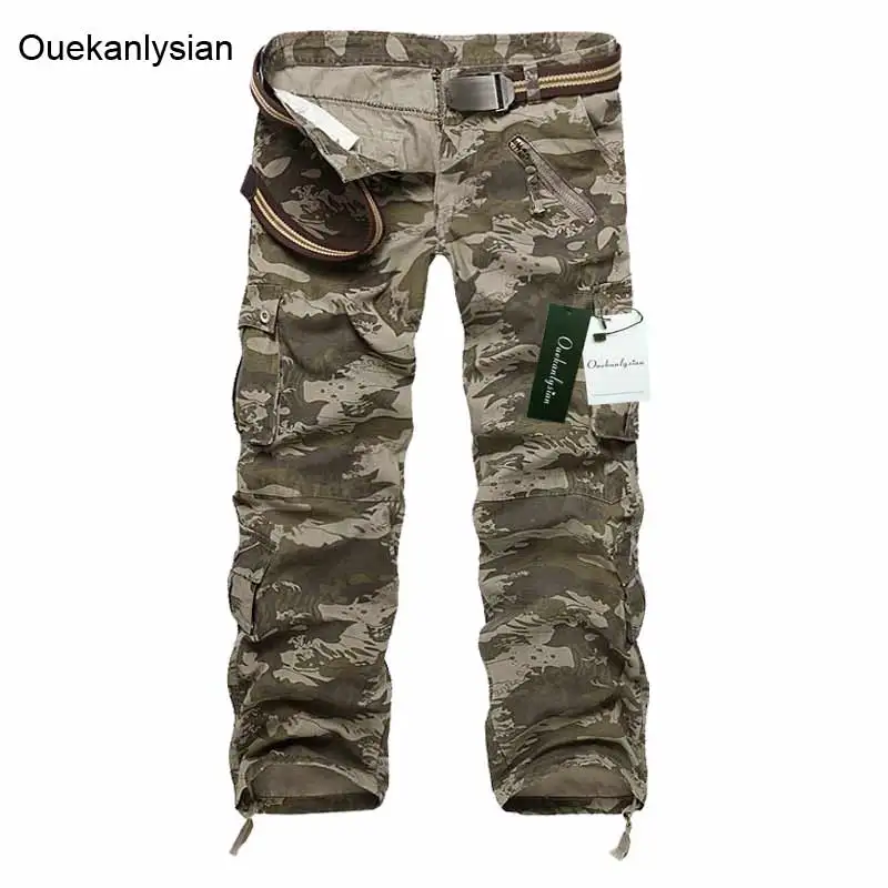 Ouekanlysian Military Pants Men Camo Camouflage Baggy Trousers Outdoors