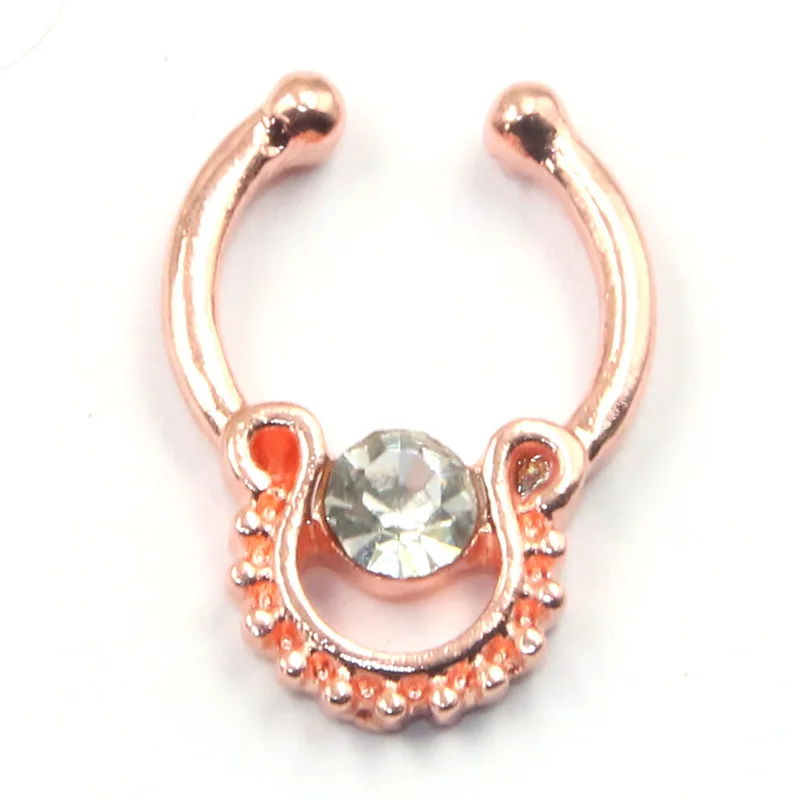 2016 Hot Sale Variety Fake Septum Crystal Gold Faux