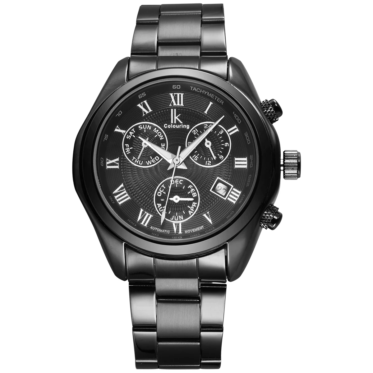 IK Roman Number Scale Automatic Watches SelfWind Multifunction Sub Dial