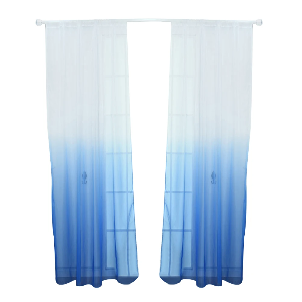 HOT SALE! Modern Gradient Color Window Tulle Curtain Sheer Drape Valance Bedroom Decor Home Textile