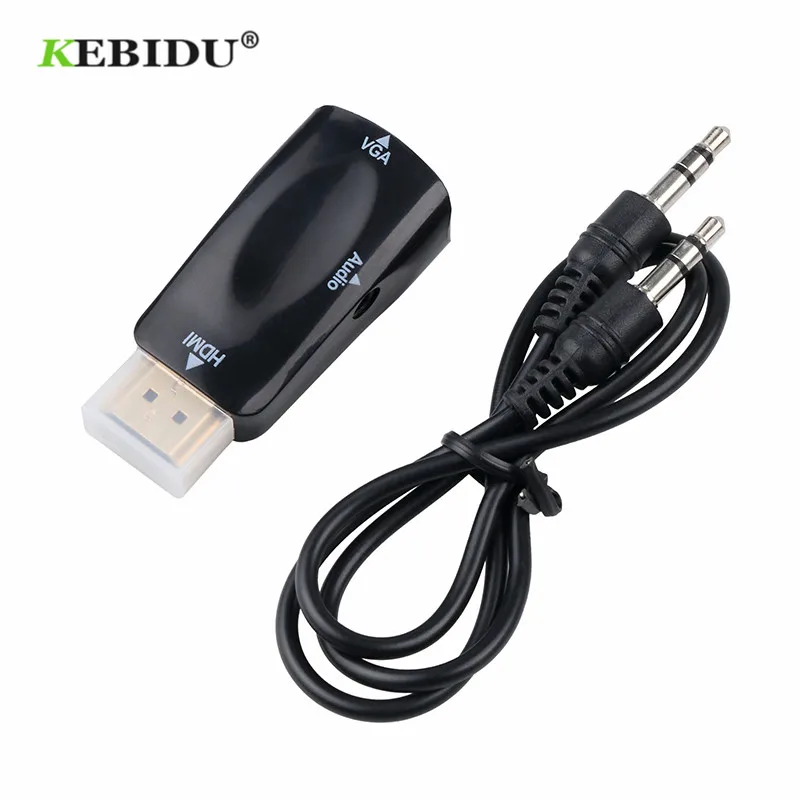 Kebidu 1080P адаптер Папа-мама конвертер Кабель HDMI-Совместимость с VGA поддержка HD для