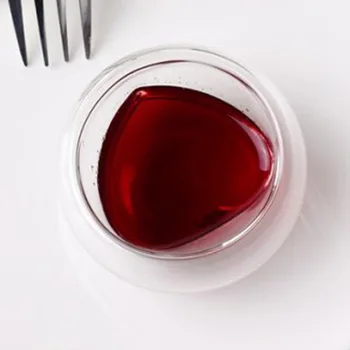 

6pcs Double-layer Glass cup Heart,35ml Heat-Resistant Glass wine coffee Juice teacup Dinkware Home office Bar Party lovely Gifts
