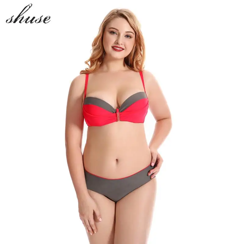

SHUSE Sexy Bikini Swimsuit Large Size Bikini Set Big Bra Women's Swimwear Mujer Biquini Push Up Low Waist Beachwear Bathing Suit