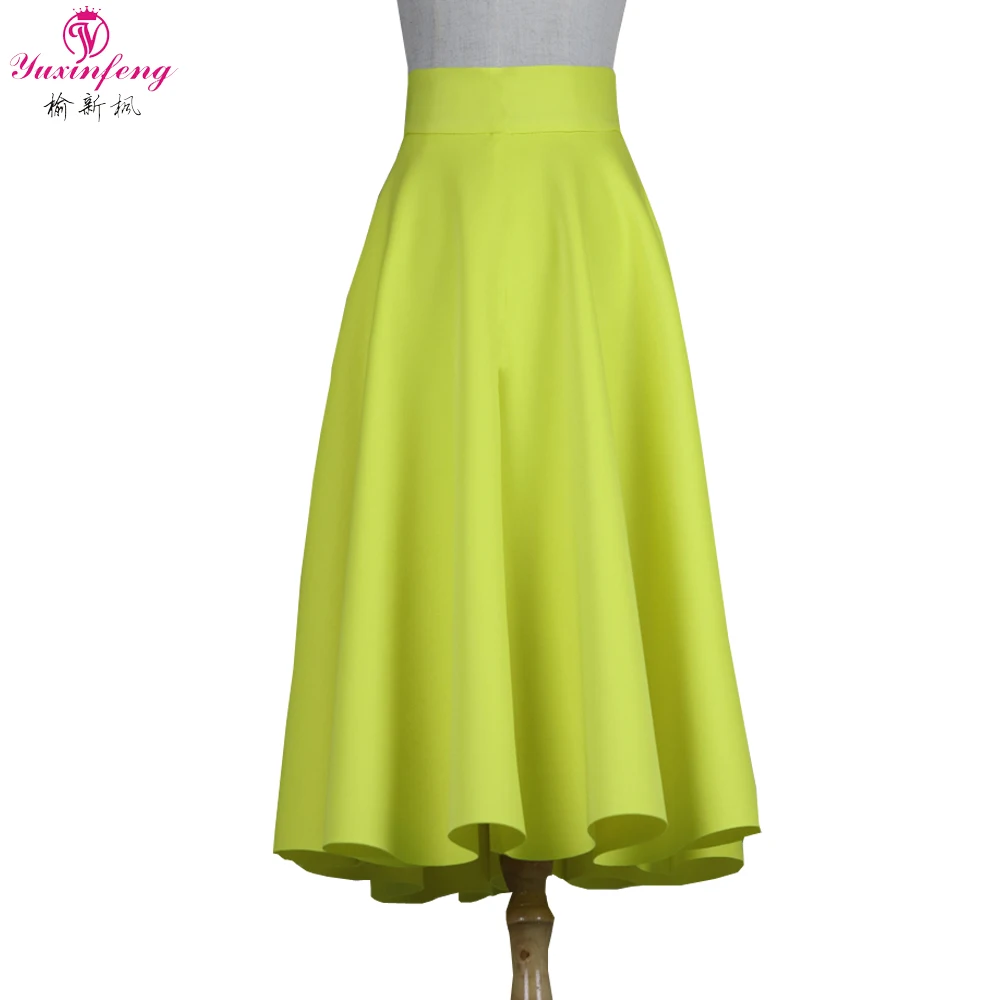 Yuxinfeng Демисезонный женские длинные юбки Повседневное одноцветное Высокая талия плюс Размеры макси длинные женские плиссированные юбки 5XL 6XL