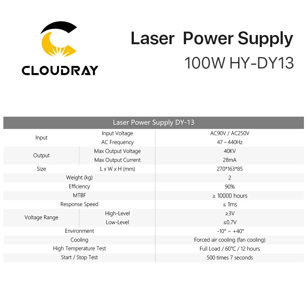 Cloudray DY13 Co2 лазерный источник питания для RECI Z2/W2/S2 Co2 лазерной трубки гравировки/резки DY серии