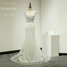 Crystal Beaded Rhinestone Venice Lace Mermaid Wedding Dress 2017 Bridal Wedding Gown vestido de noiva robe de mariage