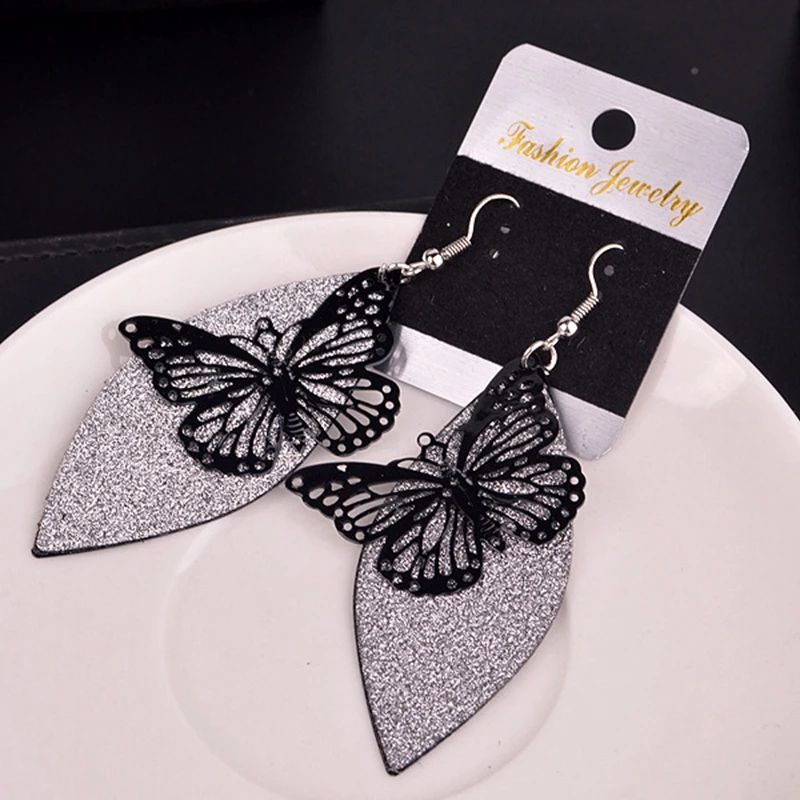 

H:HYDE Butterfly Dangle Earrings Hollow Water Drop Exaggerated Drop Earrings For Women Vintage Wedding Earings pendientes mujer