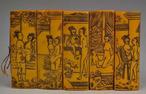 

Delicate Chinese Hand-painted archaize erotic figure resin Scroll Paintings