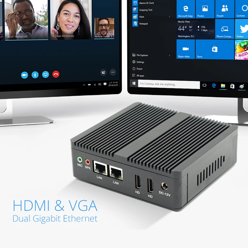 Topton промышленный мини-ПК Windows 10 Pfsense AES-NI Intel N3160/J3160 безвентиляторный мини-компьютер Barebone 2* Lan 2* HDMI tv Box VESA