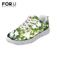 FORUDESIGNS/женская повседневная обувь с 3D принтом зеленых листьев модная женская обувь на плоской подошве; сезон осень-лето; светильник на плоской подошве