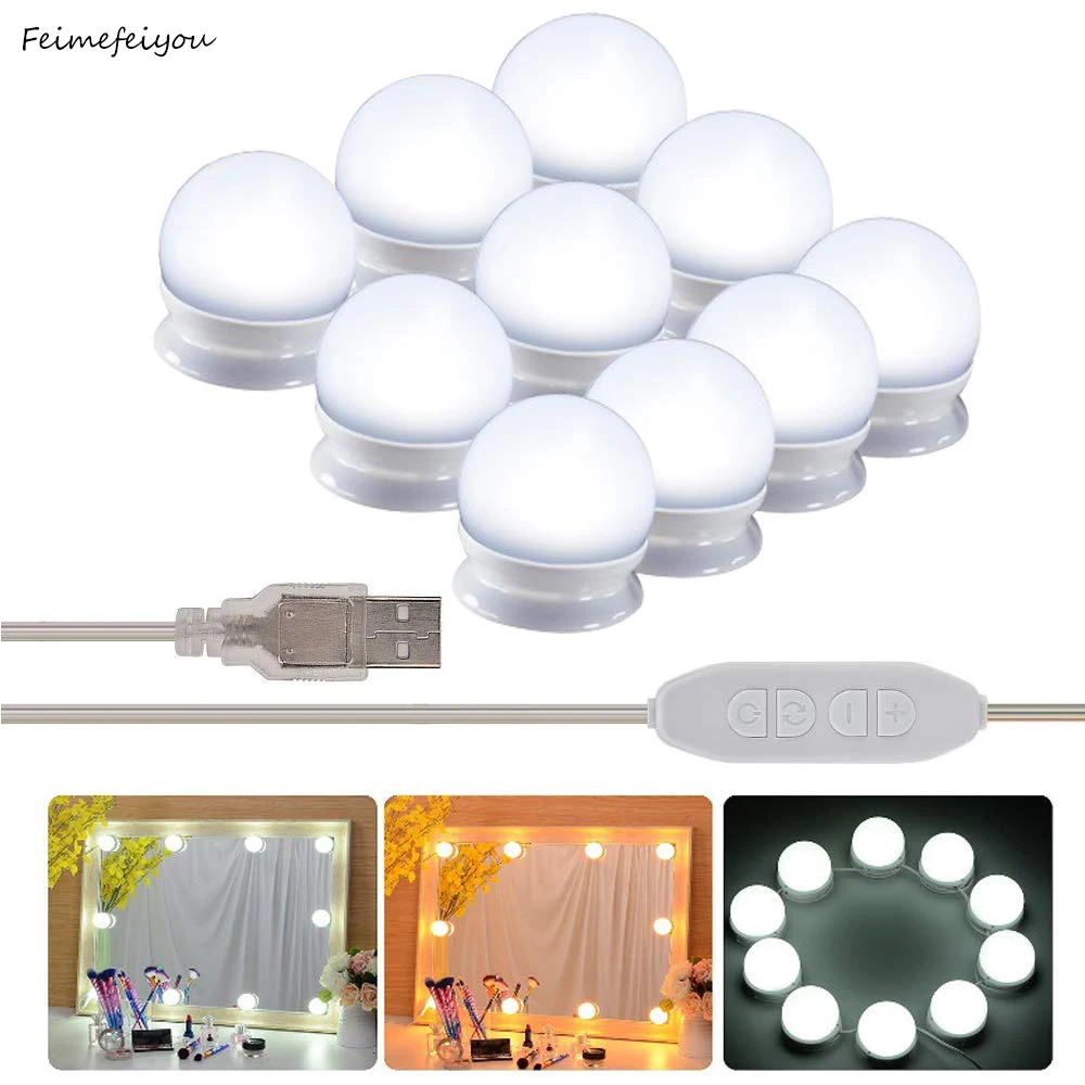 

Vanity Mirror Hollywood Style LED Lights Kit with Three Light Modes and 10 Dimmable Light Bulbs Dimmer Memory for Bathroom