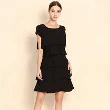 Летнее элегантное шифоновое платье, повседневное женское Каскадный халат с оборками, короткие рукава, нарядные платья размера плюс S-5XL