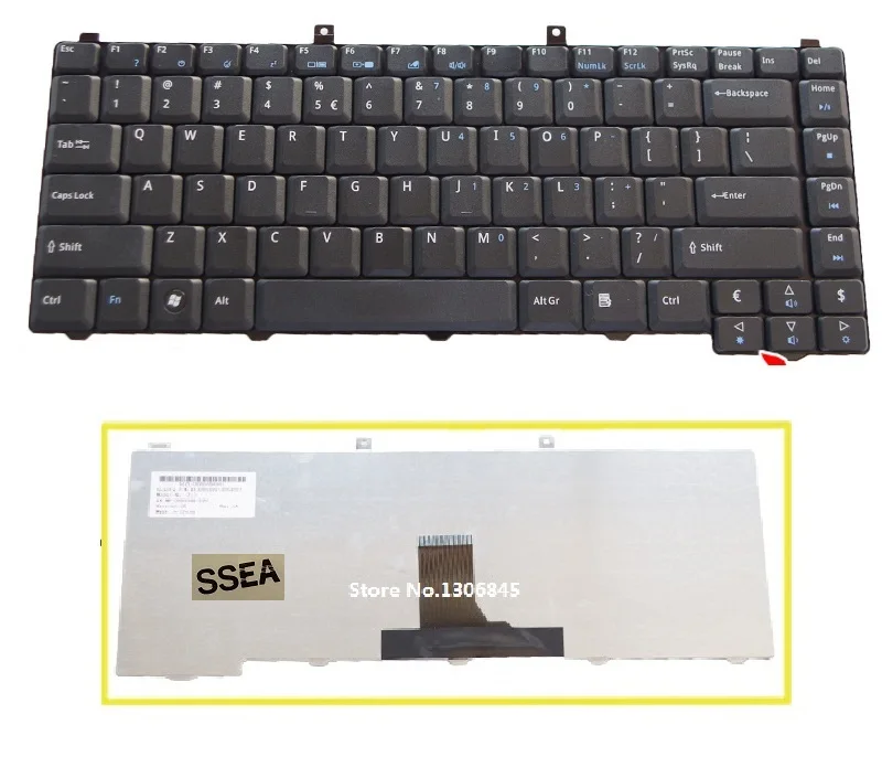 

SSEA New US Keyboard For Acer aspire 1400 1410 1600 1640 1680 1690 3000 3020 3500 3610 5000 3680 5600 5570 5500 black keyboard