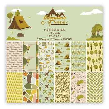 

24pcs 6" Single-side Adventure pattern creative papercraft art paper handmade scrapbooking kit set books