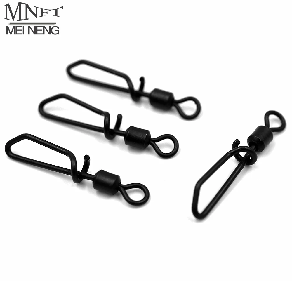 

MNFT 20Pcs Stainless Steel Black Nickel Fish Swivels Quick Change Snap Clips Fishing Connector Rolling Swivel