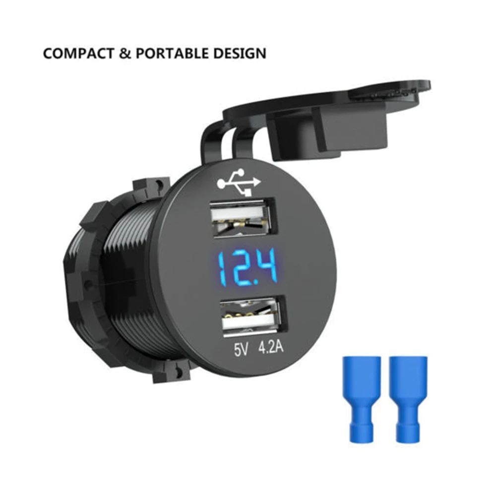 USB Автомобильное зарядное устройство разъем питания 5 V 2.1a/4.2A 12 В 24 светодио дный