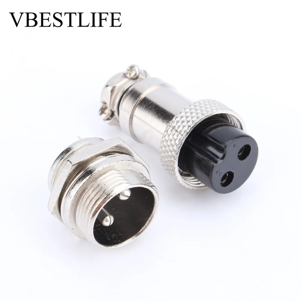 

M16 2 Pin Plug Electrical Socket Connector 16mm Screw Type Aviation Plug Socket Connector