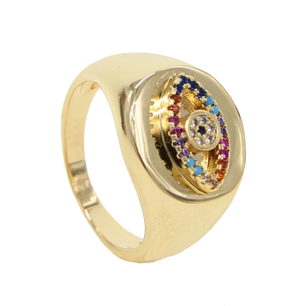 Гравированные радужные cz evil eye золотые широкие обручальные кольца с ленточным орнаментом для леди женские вечерние подарочные украшения для пальцев Классическое Античное кольцо