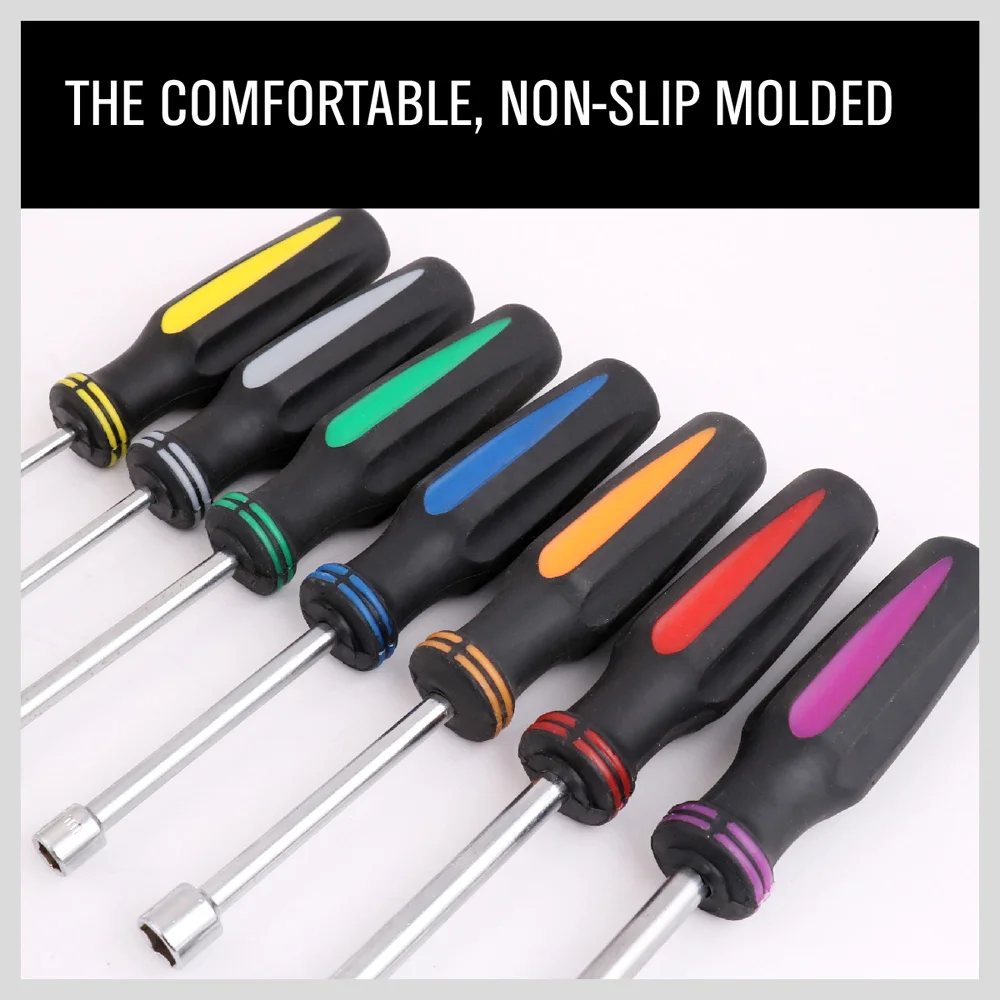 US $24.79 2020sedy 7pcs Inch HollowShaft Nut Driver Set Hex Bit Socket Nut Key Wrench Screwdriver Car Bike Repair Nutdriver Hand Tool Set