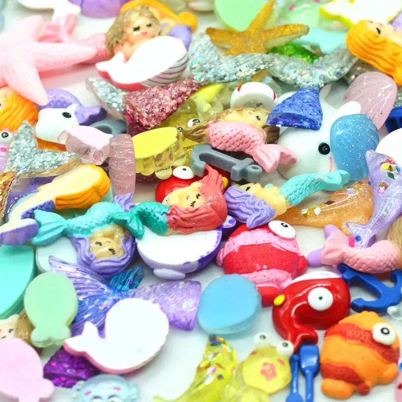 30 pcs Resin Marine Life Craft Decors 1.5-5cm Flatback Cabochons Embellishments