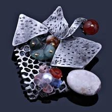 FARLENA Joyería Negro Plateado Arma de Piedra Natural broche Broches Elegantes para Las Mujeres de La Vendimia