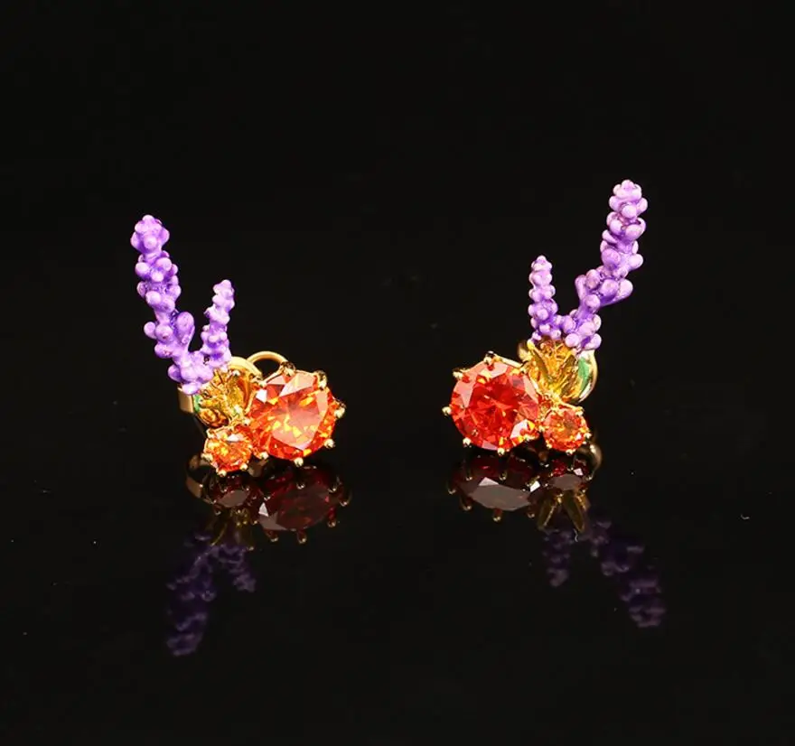 Роскошные ювелирные изделия глянцевое покрытие цветок Лавандовое кристаллическое серьги