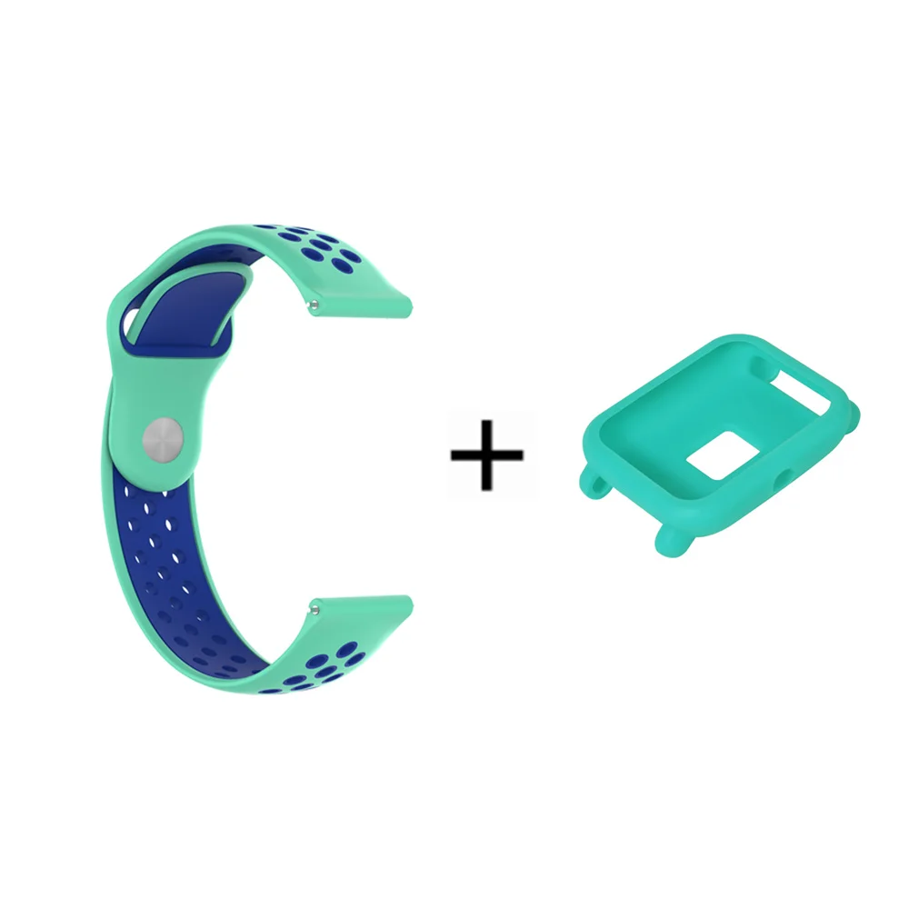 2в1 силиконовый ремешок для Xiaomi Huami Amazfit Bip Bit Pace Lite Молодежные Смарт-часы с заменой ремешка браслет+ чехол